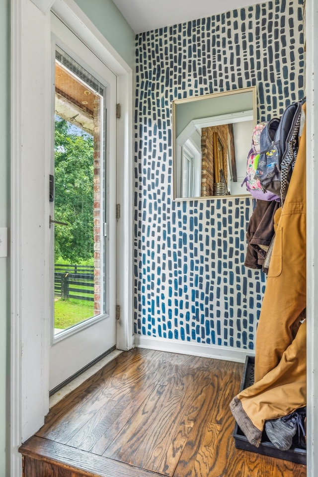 interior space with hardwood / wood-style flooring