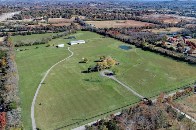 aerial view featuring a rural view