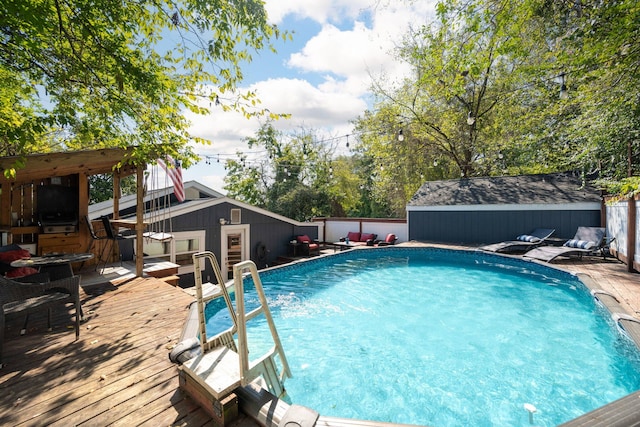 view of pool featuring a deck