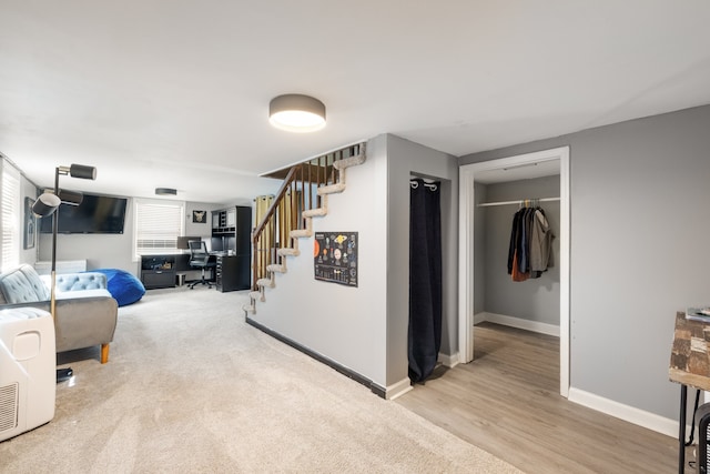 living room featuring light hardwood / wood-style flooring