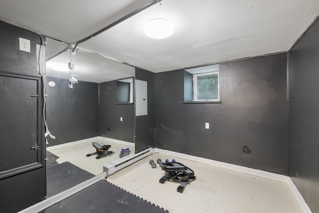 exercise room with electric panel