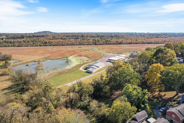 aerial view with a water view and a rural view