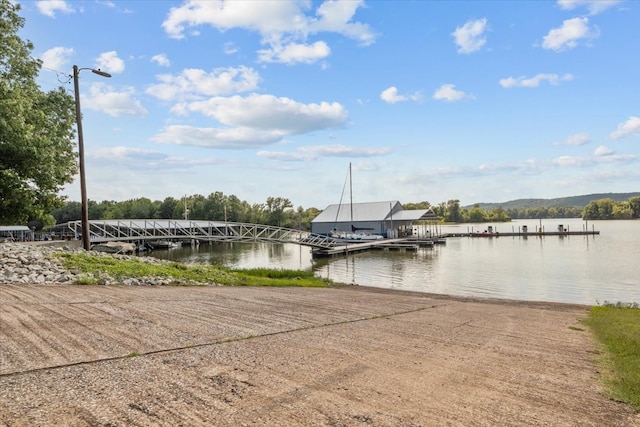 view of dock featuring a water view