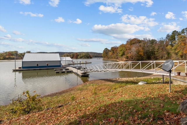 view of dock featuring a water view