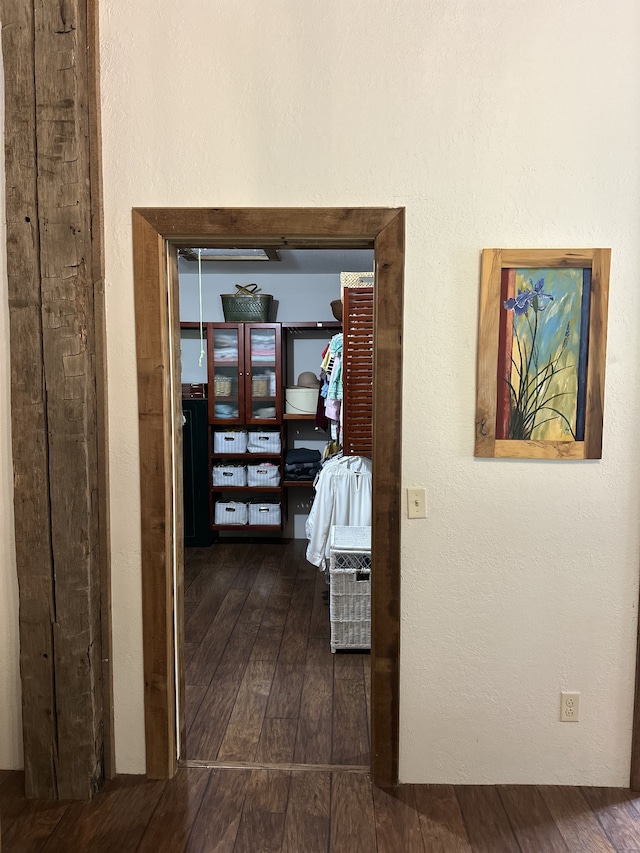 corridor featuring dark hardwood / wood-style floors