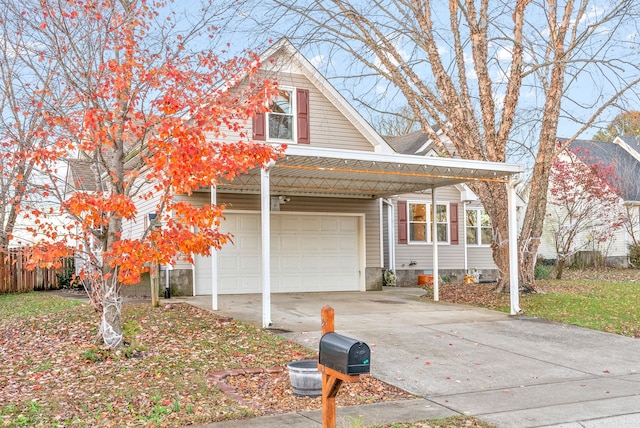 front of property with a garage