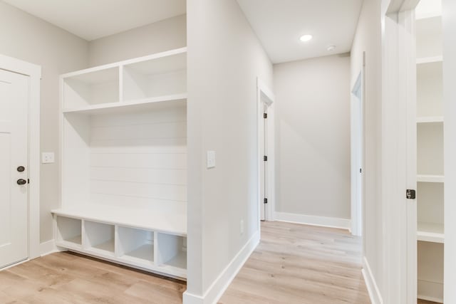 mudroom featuring light hardwood / wood-style floors