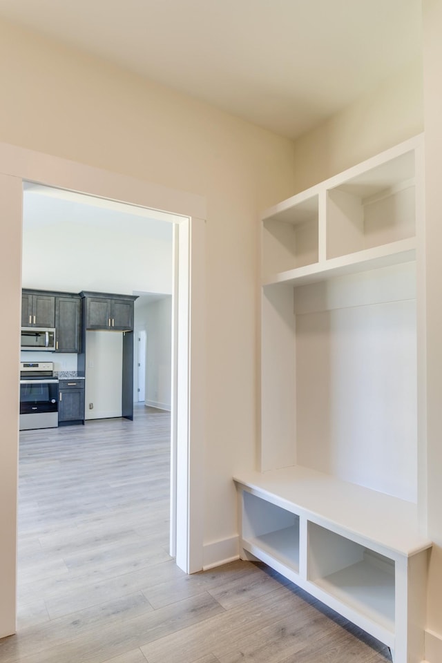 mudroom featuring light hardwood / wood-style flooring