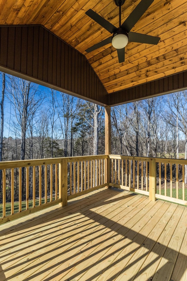 wooden terrace with ceiling fan