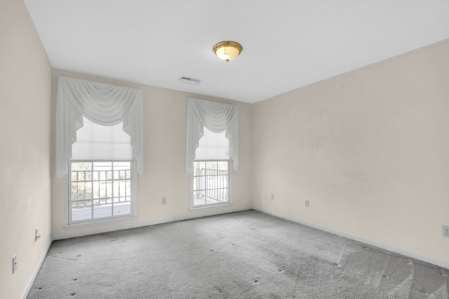 unfurnished room with a healthy amount of sunlight and carpet floors