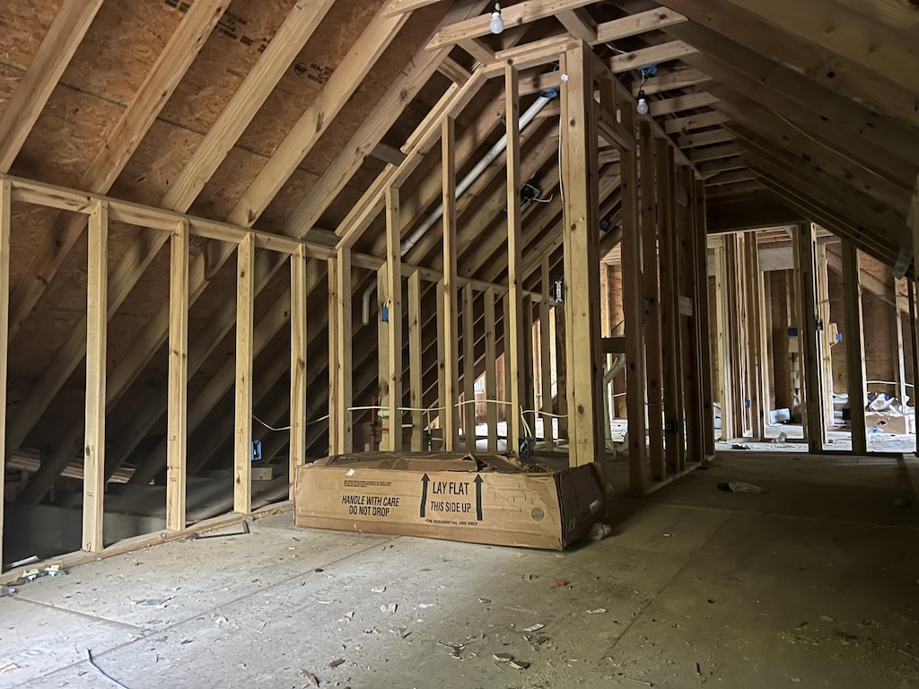 view of unfinished attic