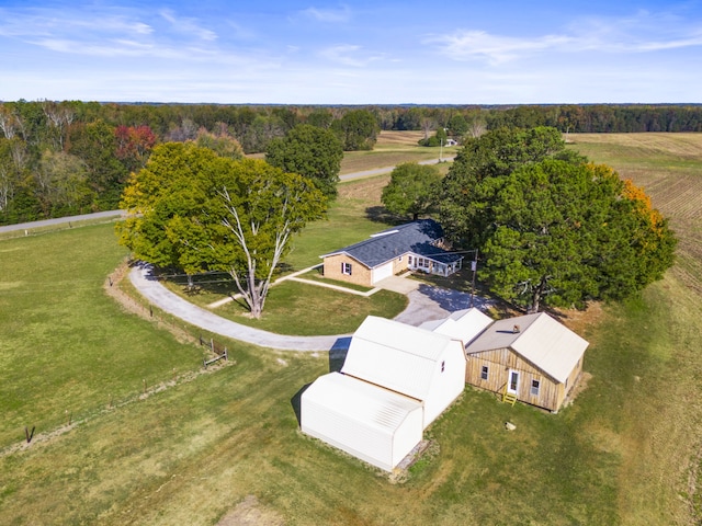 aerial view featuring a rural view