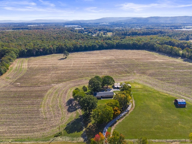 aerial view with a mountain view and a rural view