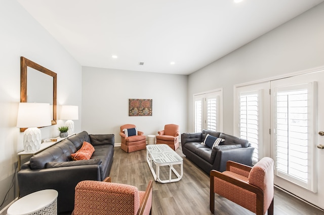 living room featuring hardwood / wood-style floors