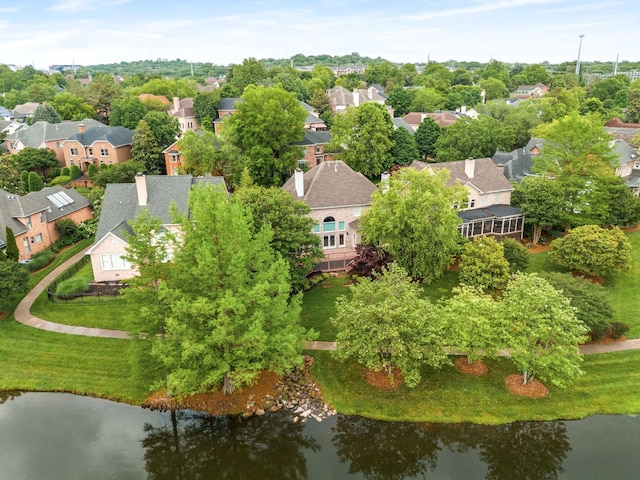 bird's eye view featuring a water view