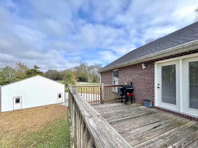 deck featuring grilling area