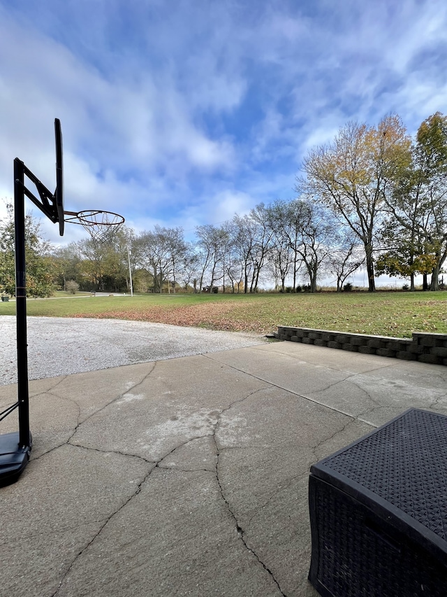 view of patio featuring basketball court