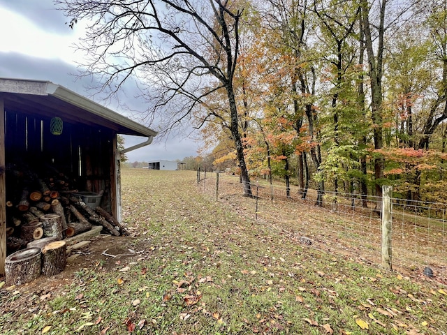 view of yard with a rural view