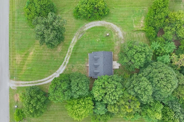 birds eye view of property with a rural view