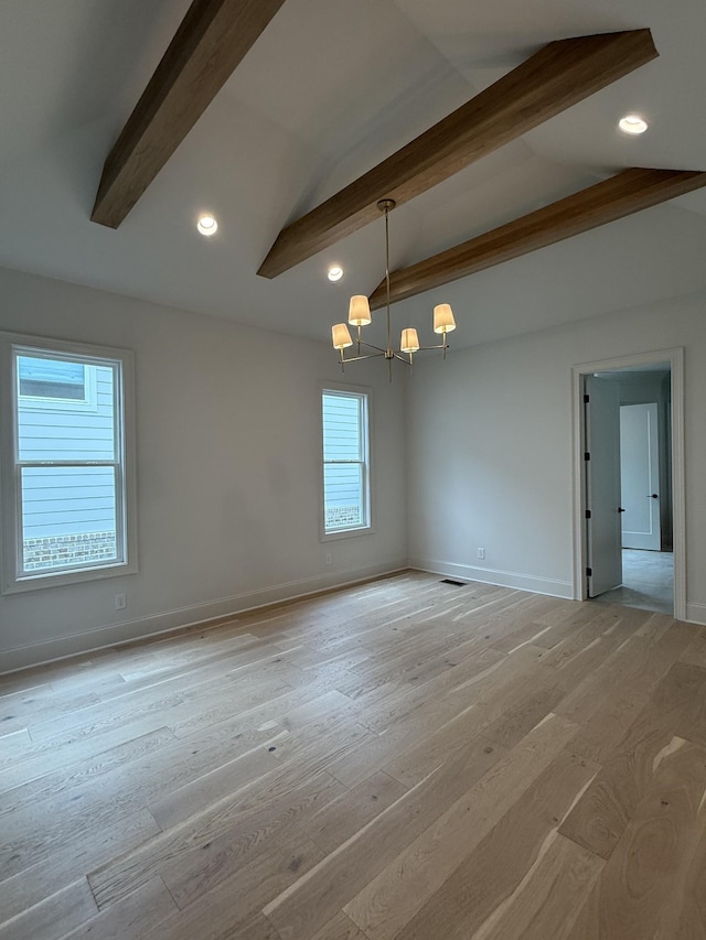 8006 Southvale Blvd, Franklin, TN 37064 - empty room with a chandelier, baseboards, recessed lighting, and light wood-type flooring