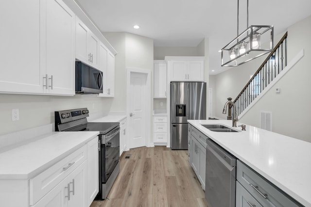 kitchen with white cabinetry, stainless steel appliances, and sink