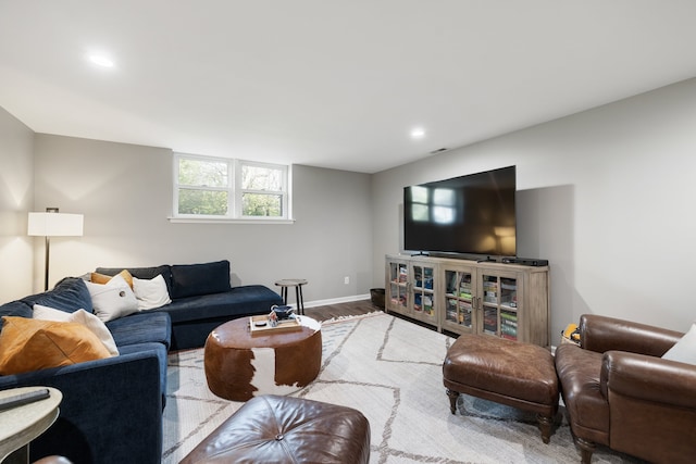 living room with hardwood / wood-style flooring