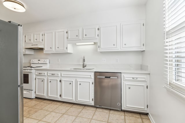 kitchen featuring white cabinetry, appliances with stainless steel finishes, and sink