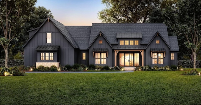 17 Solitude Way, Clarksville, TN 37043 - view of front of home featuring a lawn, board and batten siding, a shingled roof, and french doors