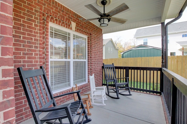 view of patio with ceiling fan