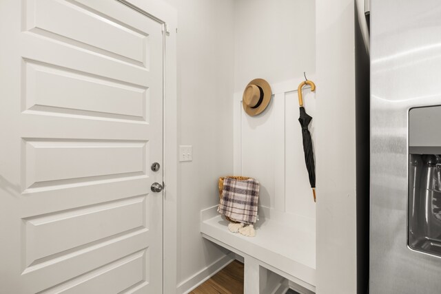 mudroom with hardwood / wood-style flooring