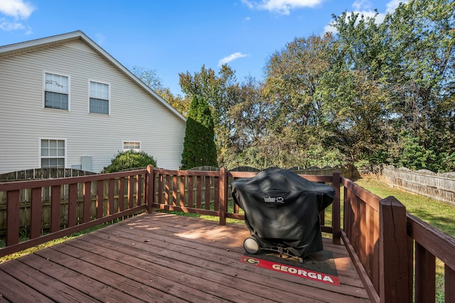 deck featuring grilling area