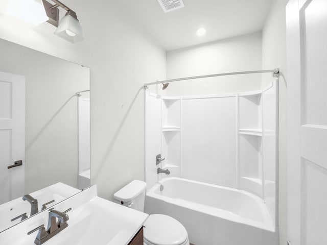 full bathroom with vanity, toilet, and shower / bath combination