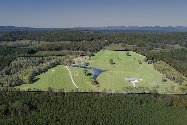 308 Huse Watson Rd, Oakdale, TN 37829 - aerial overview of property's location with a forest, property parcel outlined, and mountains