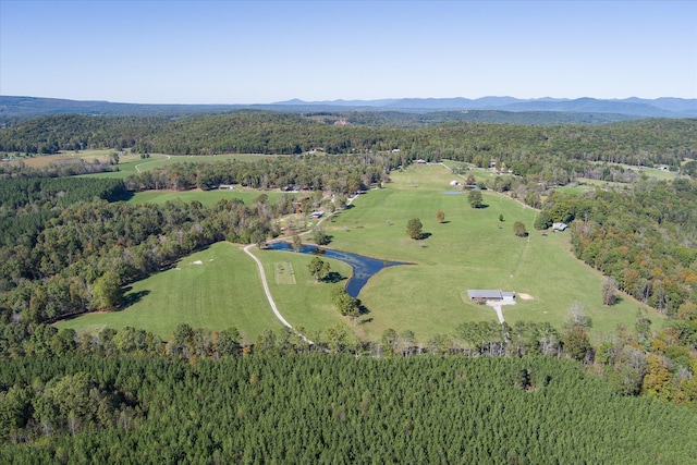 birds eye view of property with a mountain view