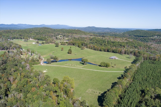 drone / aerial view featuring a mountain view