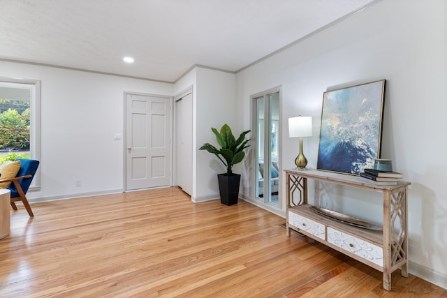 interior space with light hardwood / wood-style flooring