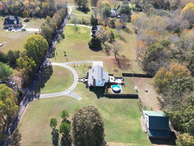 drone / aerial view featuring a rural view