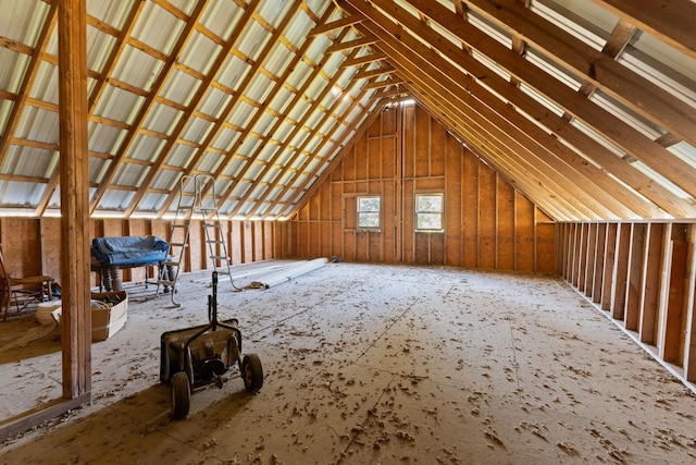 view of unfinished attic