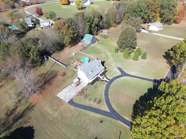 aerial view featuring a rural view