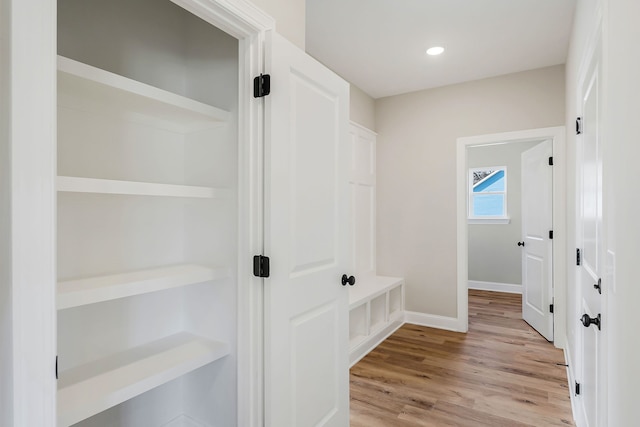 mudroom featuring light hardwood / wood-style flooring