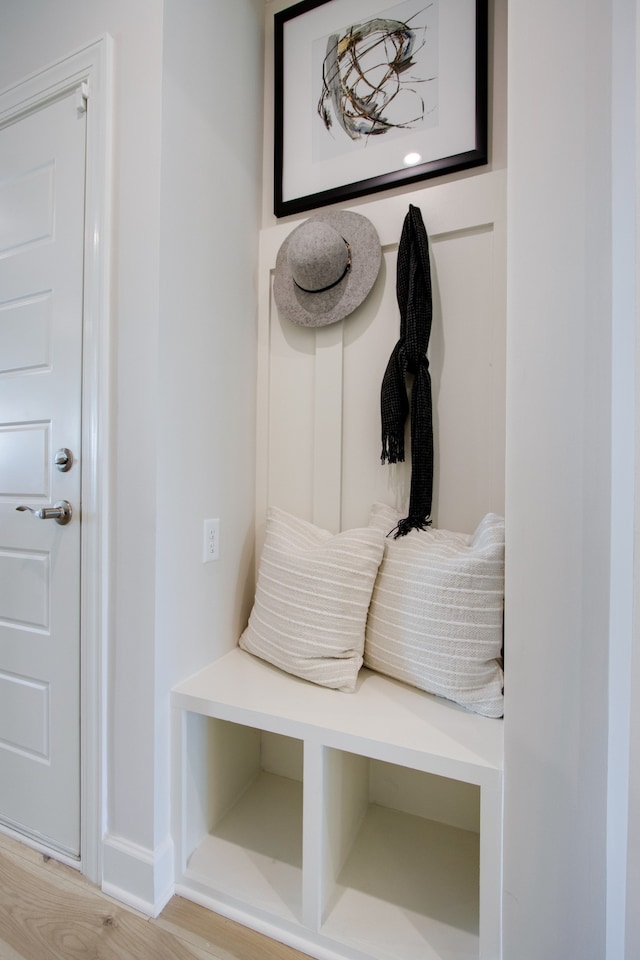 mudroom featuring light wood-type flooring