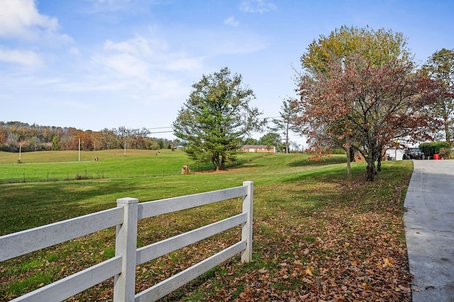 view of road featuring a rural view