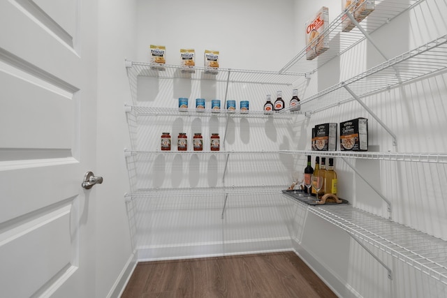 walk in closet featuring dark wood-type flooring