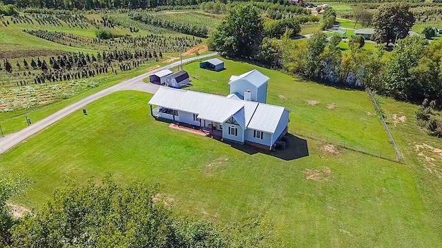 aerial view with a rural view