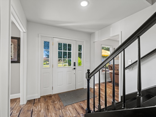 entrance foyer featuring wood-type flooring