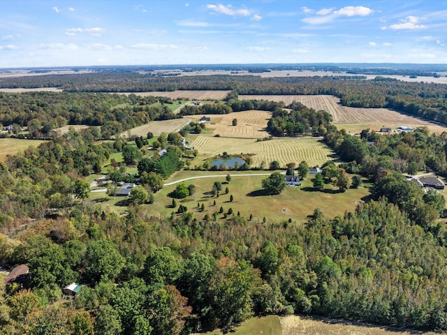 birds eye view of property featuring a rural view