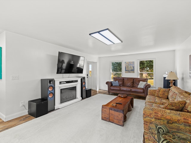 living room with light hardwood / wood-style flooring