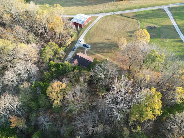 drone / aerial view with a rural view