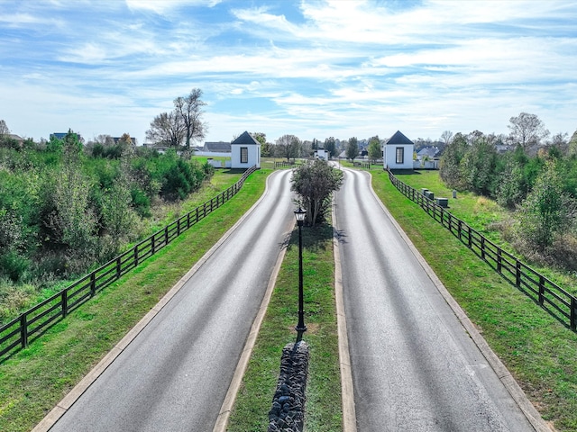 view of street featuring a rural view