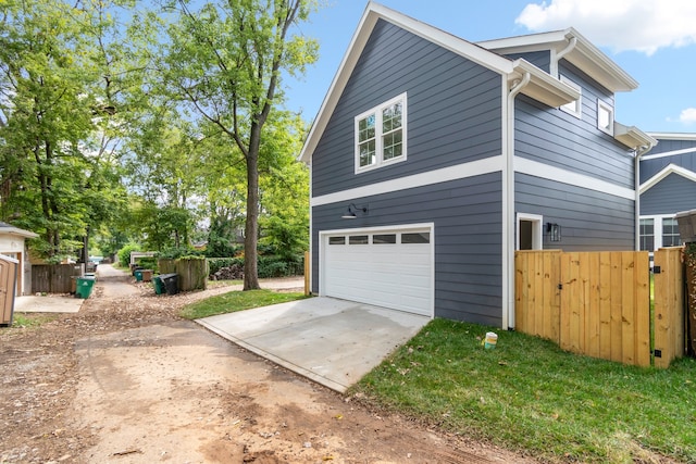 view of home's exterior with a garage